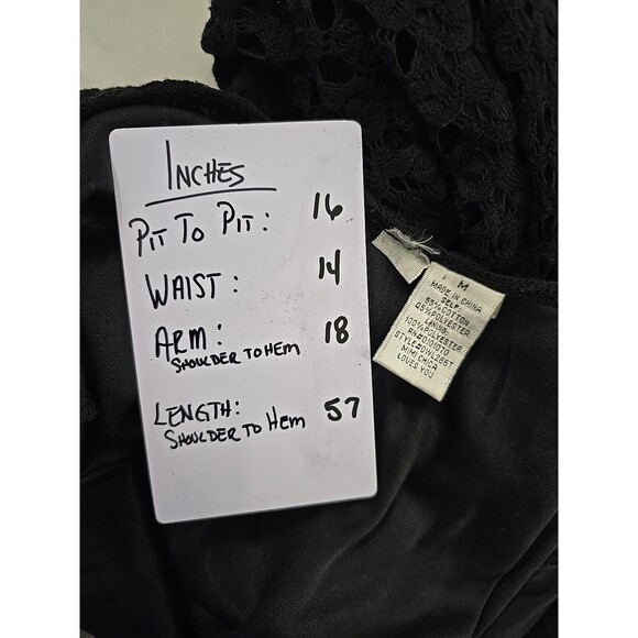 Mimi Chica Black Crochet Maxi Dress Womens M Witch Whimsygoth Sheer Fairy Grunge - Picture 5 of 7